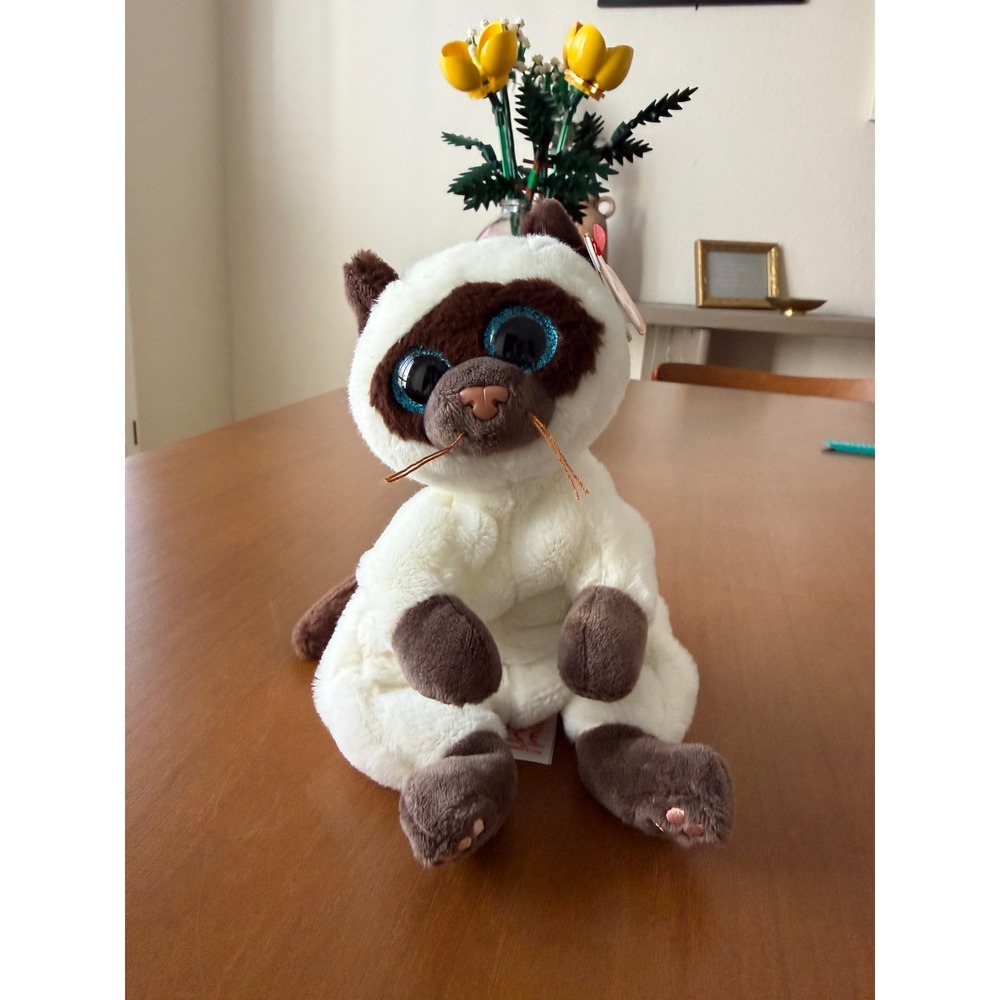 Ty Beanie Babies Miso Siamese Cat Plush NWT Heart Tag Stuffed Animal
